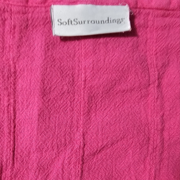 Soft Surroundings | Fuchsia Pink 3/4 Sleeve Cotton Blouse - Picture 3 of 9